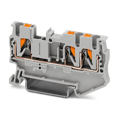 Phoenix Contact Multi-Conductor Terminal Block; PT 2.5-TWIN; 20A; 600V; 1-Level; #26 - #12; Push-In Connection; Gray